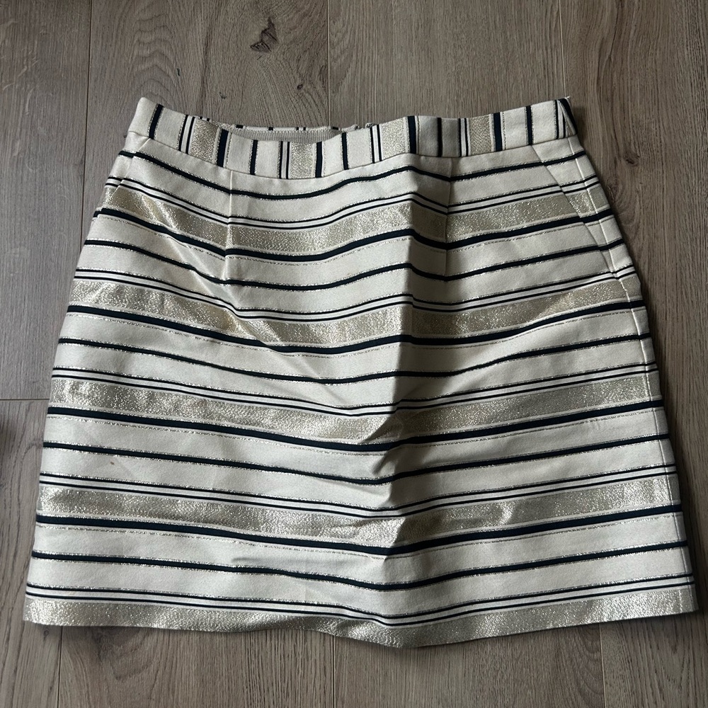 J. Crew Gold and Black Striped Pencil Skirt
